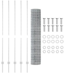 vidaXL Φράχτης με Στήλες. Ασημί 1.5 x 10 m Ατσάλι