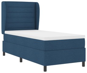 vidaXL Κρεβάτι Box Spring με Στρώμα Μπλε 90x200 εκ. Υφασμάτινο