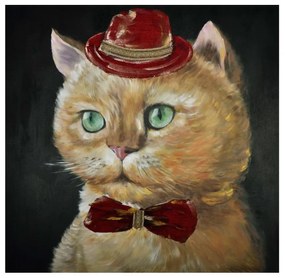 Πίνακας Σε Καμβά Bisad Cat 022898 100x100xH3cm Multi Square Wood, Canvas
