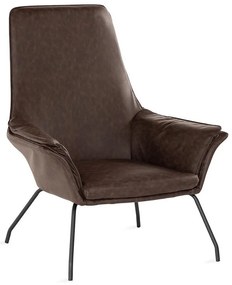 Πολυθρόνα Troy 106, Καφέ, 108x89x90cm, Οικολογικό δέρμα, Πόδια: Μεταλλικά