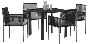 vidaXL Σέτ φαγητού για κήπο 5 pcs Μαύρο Ράτα PE