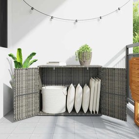 vidaXL Ντουλάπι Αποθήκευσης Κήπου Γκρι 100x55,5x80 εκ. Συνθετικό Ρατάν