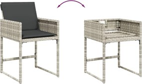 vidaXL Σετ Τραπεζαρίας Κήπου 9 τεμ. Αν. Γκρι Συνθ. Ρατάν με Μαξιλάρια