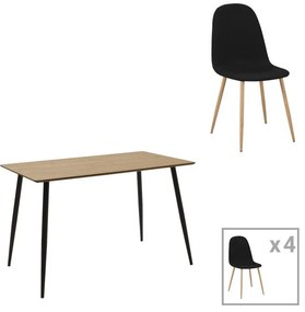 Σετ Τραπεζαρίας Cuba - Bella 5 τεμ Mdf Sonoma - Ανθρακί 120x70x76 εκ. 120x70x76 εκ.