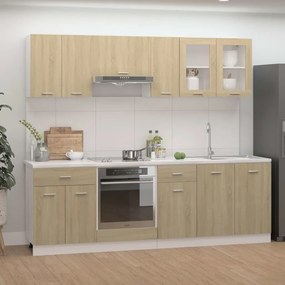 vidaXL Σετ Ντουλάπια Κουζίνας 8 Τεμαχίων Sonoma Δρυς Μοριοσανίδα