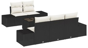 vidaXL σετ 6 κομματιών καναπέ κήπου με μαξιλάρια Μαύρο Πολυ ρατάν