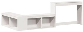 Κομοδίνο με Γραφείο Λευκό 232x112x75 εκ. από Μασίφ Ξύλο Πεύκου - Λευκό