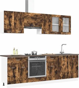 vidaXL Μονάδα κουζίνας Lyon 8 pcs Καπνιστή δρυς Επεξεργασμένο Ξύλο