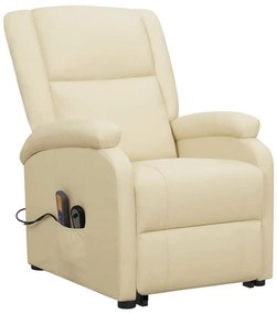 vidaXL Πολυθρόνα Μασάζ με Ανύψωση Κρεμ Συνθετικό Δέρμα