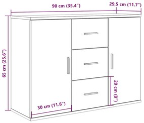 Μπουφές Όψη Παλαιού Ξύλου 90x29,5x65 εκ. Επεξεργασμένο Ξύλο - Καφέ