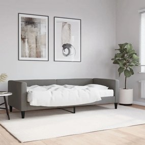 Καναπές Κρεβάτι με Στρώμα Σκούρο Γκρι 80 x 200 εκ. Υφασμάτινο - Γκρι