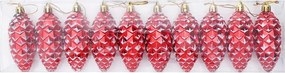 vidaXL Μπάλα από κουκουνάρι Χριστουγέννων 40 pcs Κόκκινο Πλαστικό