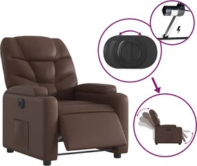 vidaXL Πολυθρόνα Ηλεκτρική Ανακλινόμενη Καφέ Συνθ. Δέρμα