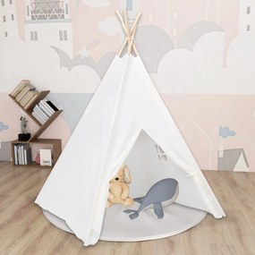 Σκηνή Teepee Παιδική Λευκή 120x120x150 εκ. Peach Skin με Σάκο - Λευκό