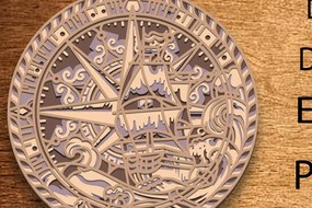 Σετ των 2 Intra απο ξύλο plywood 3mm-4mm πάχος - Compass Mandala Multilayer /3D Δίασταση 30x30 cm INTRAFABR-84084157