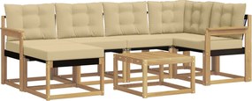 vidaXL Σειρά Καναπέ Εξωτερικού με μαξιλάρι 7 pcs Λευκό και Μπεζ
