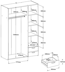 Ντουλάπα Dorm τρίφυλλη-Fusiko-Χωρίς πατάρι