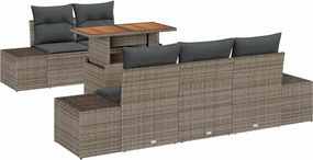 vidaXL Σετ Καναπέ Κήπου με αποθήκευση 6 pcs Γκρι Πολυ ράταν