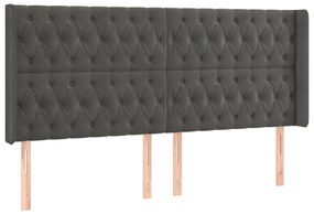 Κεφαλάρι Κρεβατιού LED Σκούρο Γκρι 183x16x118/128εκ. Βελούδινο 3124445