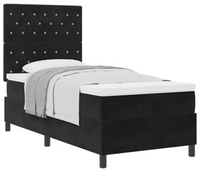 vidaXL Κρεβάτι Box Spring  με στρώμα Μαύρο 100x200 εκ. Βελούδο