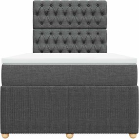 vidaXL Κρεβάτι Boxspring με Στρώμα Σκούρο Γκρι 120x190 εκ Υφασμάτινο