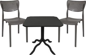 Τραπεζαρία Icon-Ignite pakoworld σετ 3τεμ PP σε ανθρακί απόχρωση