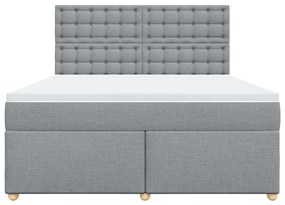 Κρεβάτι Boxspring με Στρώμα Ανοιχτό Γκρι 180x200 εκ. Υφασμάτινο - Γκρι