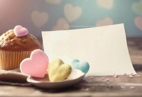 Intra Συλλεκτικό Ξύλινο Παζλ Plywood  4mm - Cupcake και καραμέλες καρδιά με άδειο σημειωματάριο Σε Ξύλινο Κουτί - Διαστάσεις: 10x10 cm – 25 κομμάτια
