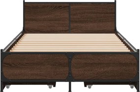 vidaXL Πλαίσιο Κρεβατιού με Συρτάρια Καφέ Δρυς 75x190 εκ.