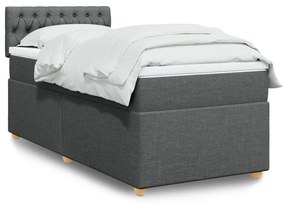 vidaXL Κρεβάτι Boxspring με Στρώμα Σκούρο Γκρι 90x200 εκ. Υφασμάτινο