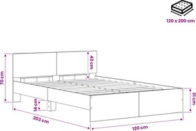 vidaXL Κρεβάτι με Κεφαλάρι Artisan Δρυς 120 x 200 cm