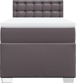 vidaXL Κρεβάτι Boxspring με Στρώμα Γκρι 100x200εκ. από Συνθετικό Δέρμα