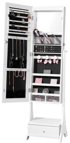 VEVOR Mirror Jewelry Cabinet Standing Mirror with Storage Full Length White