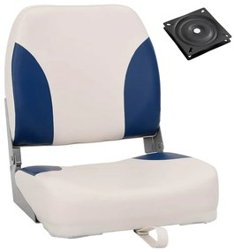 vidaXL Πτυσσόμενο Κάθισμα Σκάφους 1 Σετ με Μπλε-λευκό Μαξιλάρι