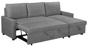 Γωνιακός καναπές κρεβάτι Infuse pakoworld με αποθηκευτικό χώρο με ανθρακί ύφασμα 203x130x88εκ - Ύφασμα - 035-000064
