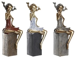 Διακοσμητική Φιγούρα DKD Home Decor 16 x 12 x 37 cm Γυναίκα Κόκκινο Γκρι Μπλε (3 Μονάδες)