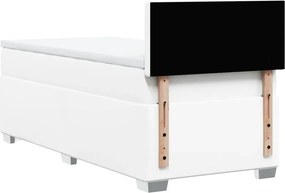 vidaXL Κρεβάτι Boxspring με Στρώμα Λευκό 90x200εκ. από Συνθετικό Δέρμα