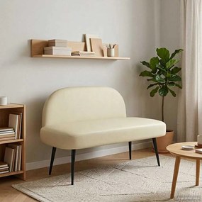 vidaXL Δερμάτινος Πάγκος με Πλάτη Κρεμ 110 x 60 x 76 cm Τεχνητό Δέρμα