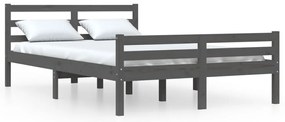 vidaXL Πλαίσιο Κρεβατιού Γκρι 150 x 200 εκ. Μασίφ Ξύλο King Size