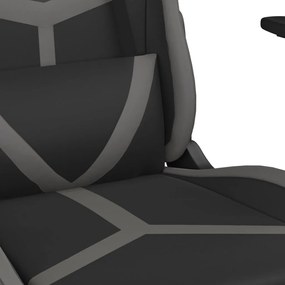 Καρέκλα Gaming Μασάζ Υποπόδιο Μαύρο/Γκρι από Συνθετικό Δέρμα - Μαύρο