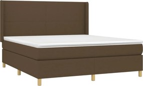 vidaXL Κρεβάτι Boxspring με Στρώμα Σκούρο Καφέ 180x200 εκ Υφασμάτινο