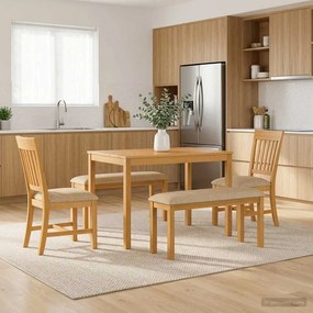 vidaXL Σετ τραπεζαρίας 5 τμχ. Μπεζ Στερεό Ξύλο Δρυός