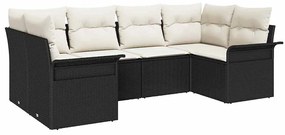 vidaXL Σετ Καναπέ Κήπου με μαξιλάρι 6 pcs Μαύρο Πολυ ράταν