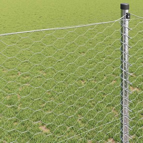 vidaXL Φράχτης Εξαγώνου Ασημί 0.5 x 50 μ. Γαλβανισμένος χάλυβας
