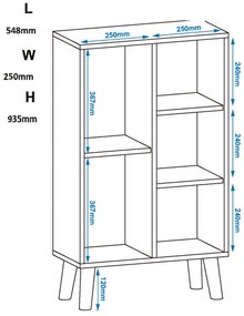Βιβλιοθήκη POLKA-11 Φυσικό  54,80x25x93,50