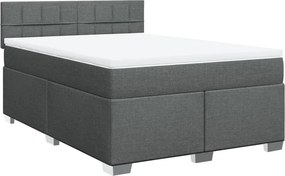 vidaXL Κρεβάτι Boxspring με Στρώμα Σκούρο Γκρι 140x200 εκ Υφασμάτινο