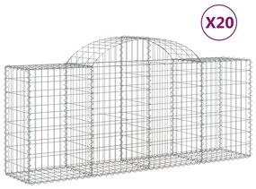 vidaXL Συρματοκιβώτια Τοξωτά 20 τεμ. 200x50x80/100 εκ. Γαλβαν. Ατσάλι