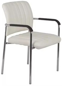 Καρέκλα επισκέπτη στοιβαζόμενη Cazen pakoworld λευκό pu-πόδι χρωμίου 55x49x84εκ