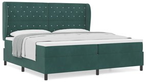 vidaXL κρεβάτι box spring  με στρώμα σκούρο πράσινο 200x200 εκ. βελούδινο