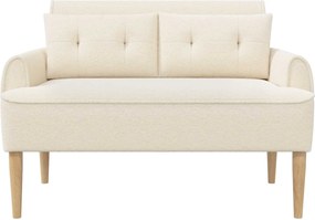 vidaXL Love seat με κουμπιά Κρεμ 117 x 67 x 77 εκ. Μπουκλέ